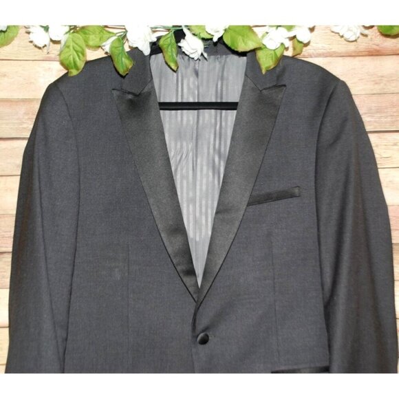 NWT Bryan Michaels Charcoal Gray & Black Tuxedo Suit Jacket Size 42R - Picture 2 of 9